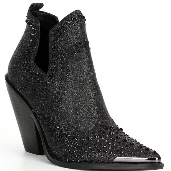 Gianni Bini Brees Rhinestone Metallic Western Booties - Picture 1 of 11